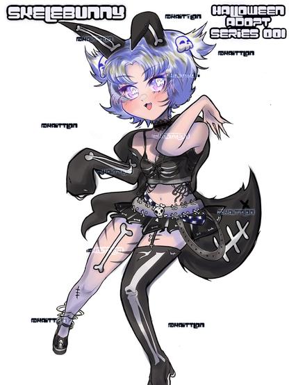 Third color variation. Same white hair, but with light lilac purple eyes.
