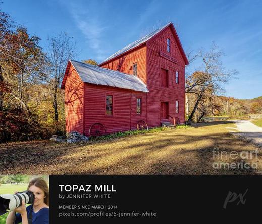 This historic red grist mill known as Topaz Mill was built in 1895 in Cabool, Missouri
https://5-jennifer-white.pixels.com/featured/topaz-mill-jennifer-white.html
#oldbuildings #buyintoart #gifts #gristmill #wallart