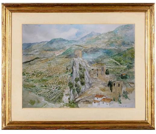 Cuadro en acuarela de la Sierra de Cazorla del pintor Rubén de Luis