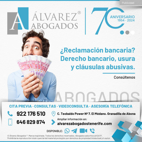 Abogados Derecho Bancario Tenerife. Somos expertos en Derecho Bancario, Usura y Cláusulas Abusivas. Abogado Bancario Tenerife. Consúltenos ahora sin compromiso. Recuperamos su dinero desde 1954.
https://alvarezabogadostenerife.com/areas-derecho/derecho-bancario/ 

#alvarezabogados #tenerifelegal #abogadotenerife #usura #clausulaabusiva #interesabusivo #derechos #abogados #Tenerife #abogadotenerifesur 

