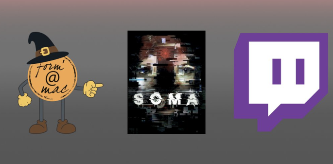 Logos formamac et Twitch. Stream spécial halloween sur https://www.twitch.tv/formamac
