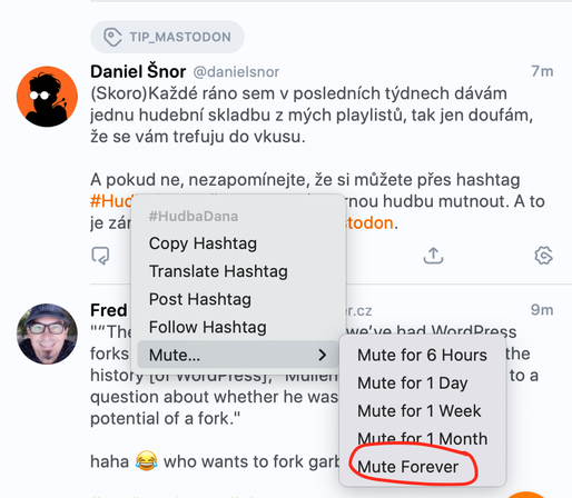 Jak zamutovat hashtag v Ivory