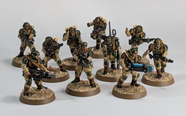 Cadian Shock Troops painted in the box style.