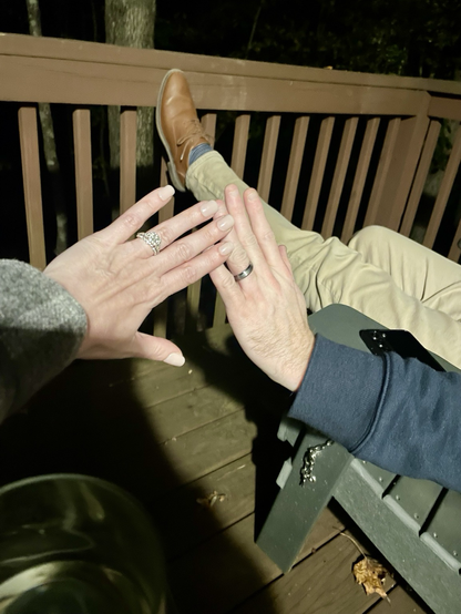 Showing off our rings 