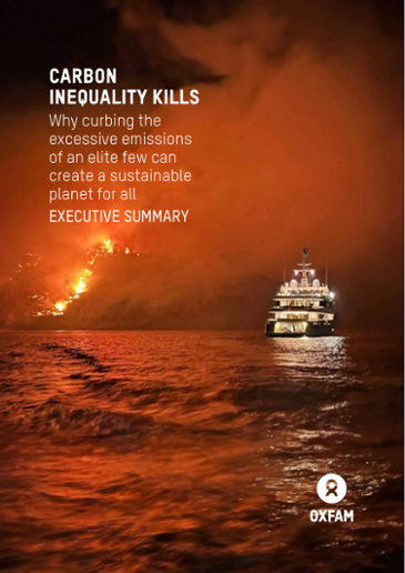 Carbon Inequality Kills
Why curbing the excessive emissions of an elite few Billionaires can create a sustainable planet for all - summary.

Photo; a mega yacht off shore from land which is on fire.