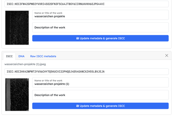 Vergleich zweier ISCC Codes