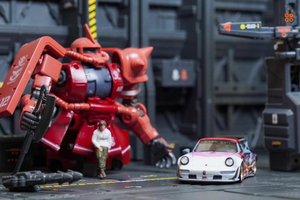 Porsche RWB 964 Akiba by RWB Official in 1:64 scale with 1:64 figures on AREA 164