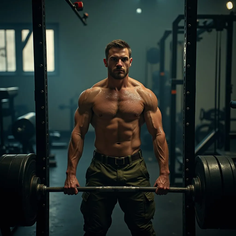 soldier muscled gym training