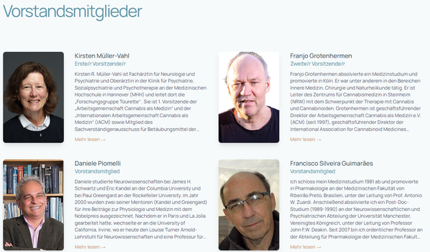 Bildschirmfoto einige Vorstandsmitglieder 
des IACM [Intrenationale Arbeitsgemeinschaft Cannabis als Medizin]

Exklusive Mitgliedervorteile erwarten Sie
Treten Sie uns bei und verbessern Sie Ihre Erfahrung mit Zugriff, der nur für Mitglieder reserviert ist.