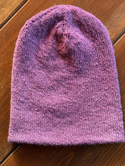 Purple hand knitted hat