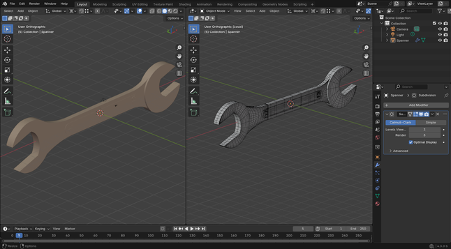 Blender CAD model with SubD