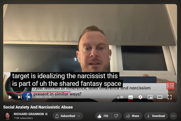 https://www.youtube.com/watch?v=MJtWduhEFew
Social Anxiety And Narcissistic Abuse

10,664 views  Streamed live on 31 Oct 2024
Social Anxiety And Narcissistic Abuse