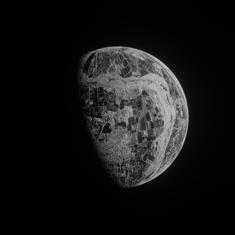 black and white planet build from satellite views of Gaza