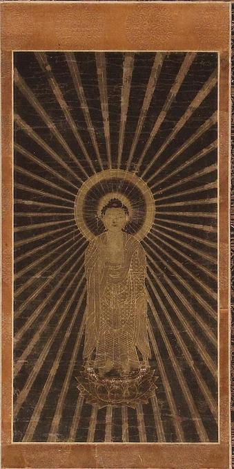 #Japanese #Kakemono of #Amida #Nyorai, Raigo, Japan 13th-14th century; late #Kamakura period (1249 -1382) or early #Muromachi period.
#BuddhistArt #Buddhism