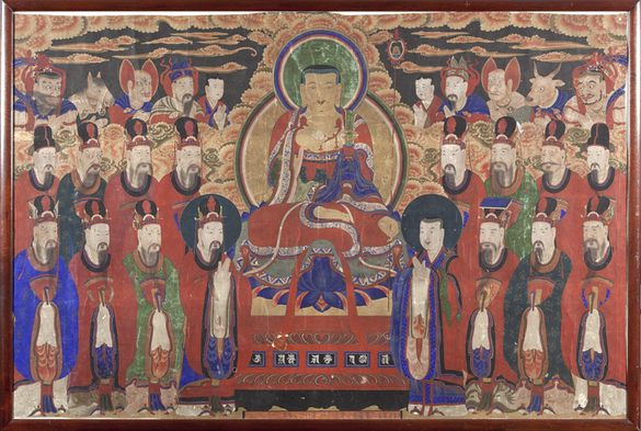 #Bodhisattva #Kshitigarbha and the Kings of Hell, #Korea, late 19th or early 20th century, late #Joseon period (1392–1912).
#BuddhistArt #Buddhism