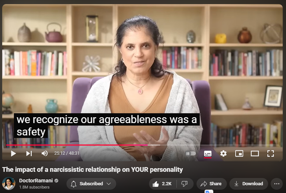 https://www.youtube.com/watch?v=moBe4RUSg7A
The impact of a narcissistic relationship on YOUR personality

38,965 views  30 Oct 2024
NORTH CAROLINA RETREAT
November 1-3, 2024
https://artoflivingretreatcenter.org/...

ORDER MY NYT BESTSELLING BOOK 📖 "IT'S NOT YOU"
https://smarturl.it/not-you