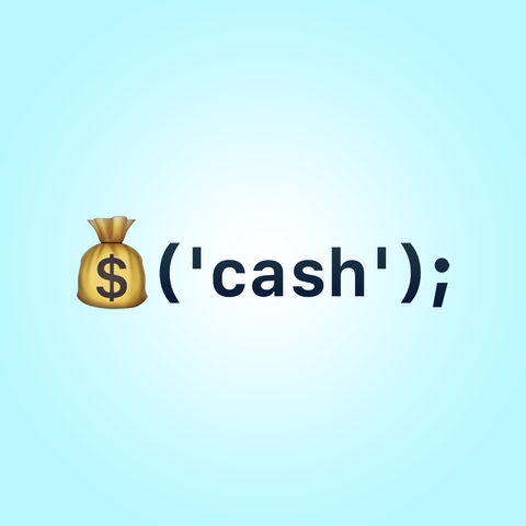 Logo Cash, a money bag with black text:
 ('cash');