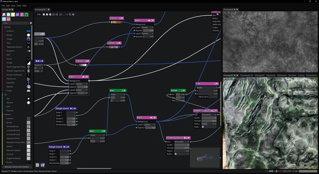 A screenshot of a demosntration project made with Maateiral Maker 1.4-a1 from November 2024.