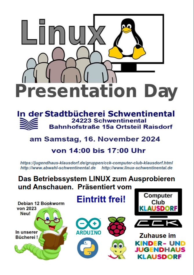 Plakat des CCK für den Linux Presentation Day.