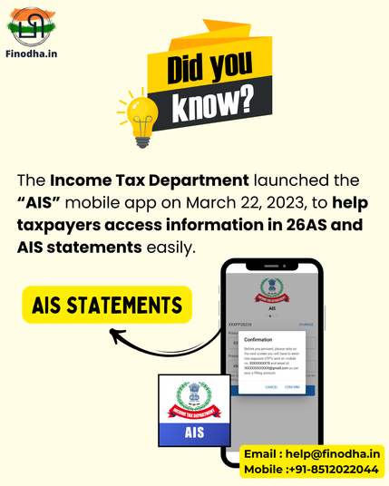The Income Tax Department launched the AIS mobile app on March 22, 2023 Finodha.in