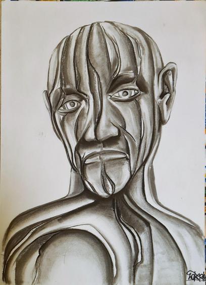 Charcoal drawing by Fabian Zolar, 70x40 cm charcoal on paper, Kohlezeichnung , dibujo con carboncillo sobre papel ... www.zolart.de