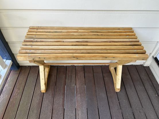 Pallet wood bench, view from above