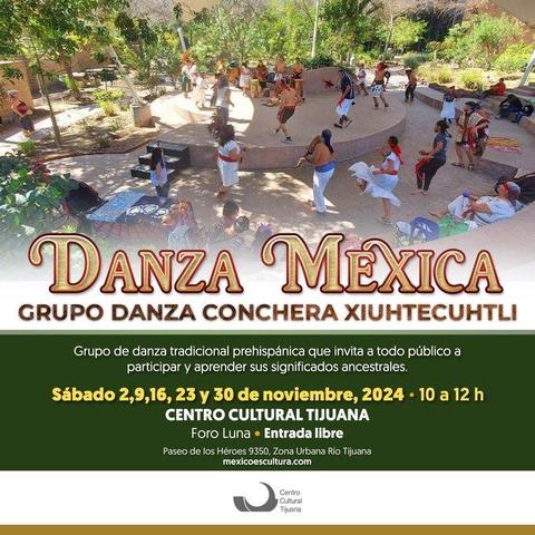 CECUT MX @cecut_mx

#Mañana te esperamos en la 𝑫𝒂𝒏𝒛𝒂 𝑴𝒆𝒙𝒊𝒄𝒂  

Grupo de danza tradicional prehispánica que invita a todo público a participar y aprender sus significados ancestrales. 

Todos los sábados de noviembre,