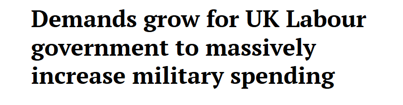 Demands grow for UK Labour government to massively increase military spending