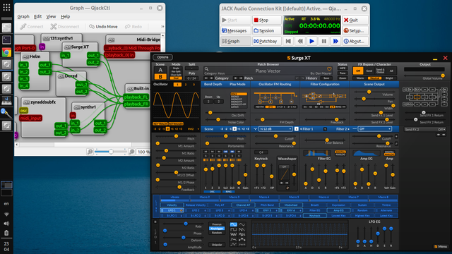 SurgeXT, and the jack audio connections