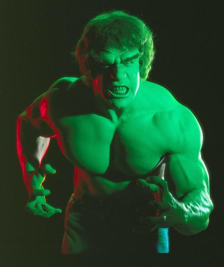 Lou Ferrigno in full makeup as The Incredible Hulk.