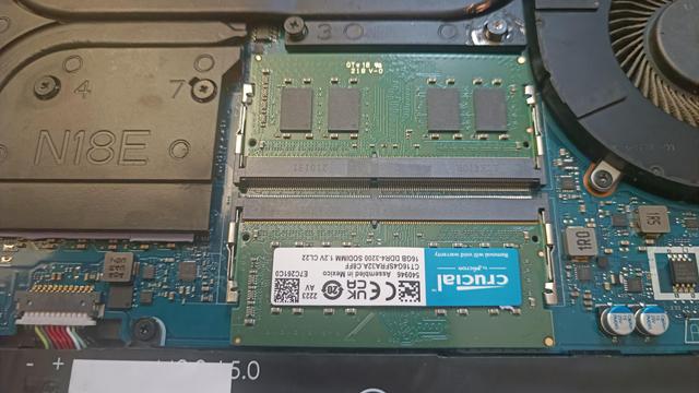initial memory kit of the first laptop, two sticks of 16GB each