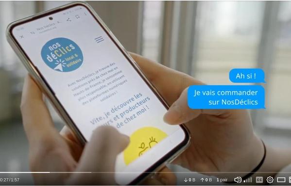 Vue sur l'écran d'un smartphone, connecté sur le site nosdeclics.org, les plateformes de l'économie solidaire dans les Hauts-de-France