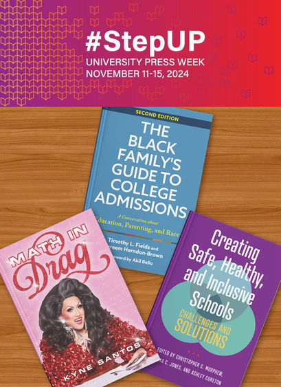 #StepUP
University Press Week
Nov 11-14, 2024
A collection of book covers illustrates the ways Hopkins Press is committed to ampifying DEIA voices in our publishing efforts