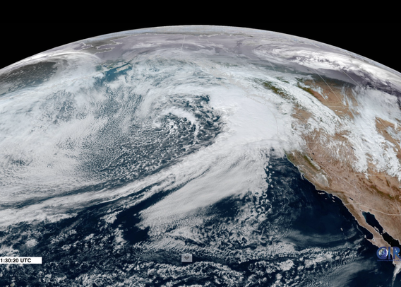 Satellite image of the next system to affect the BC coast Tue night into Wednesday