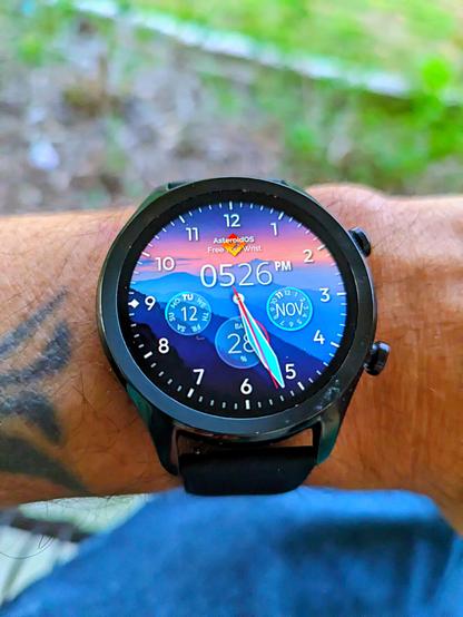 Ticwatch C2+ smartwatch running Asteroid OS