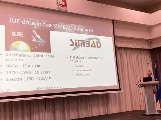 Sébastien Derriere presenting a contributed talk during ADASS XXXIV in Malta