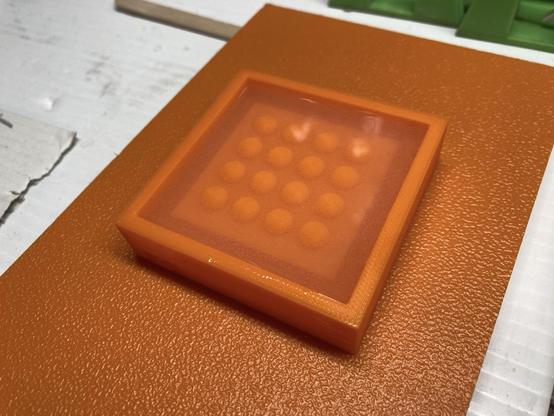 A 3D print filled with silicone to make a mold.