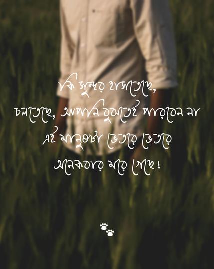 কি সুন্দর হাসতেছে, চলতেছে, আপনি বুঝতেই পারবেন না এই মানুষটা ভেতরে ভেতরে অনেকবার মরে গেছে!
কারণ, আল্লাহর উপরে বিশ্বাস তাকে সব করতে শিখিয়েছে! তিনি একদিন অবশ্যই এর প্রতিদান দিবেন! তাঁকে ডেকে কেউ কোনো দিন ব্যর্থ হয়নি!