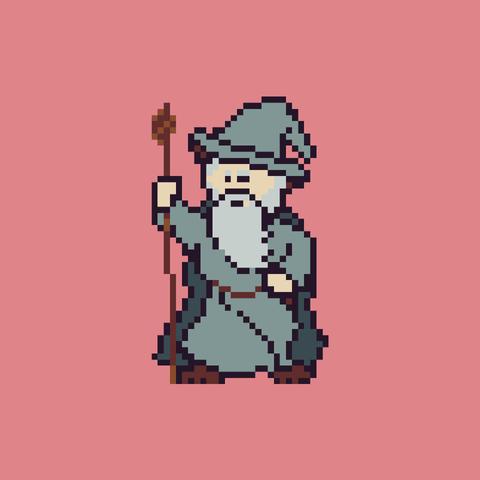 Pixel art of Gandalf the Grey 