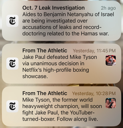 The actual notifications saying Jake Paul won. 