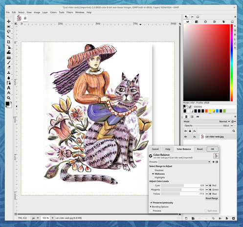 PhotoGimp on Gimp 3.0-RC1, loading my painting