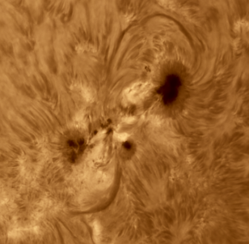 The solar chromosphere, H-Alpha light (656.23 nm) the active region AR 3790