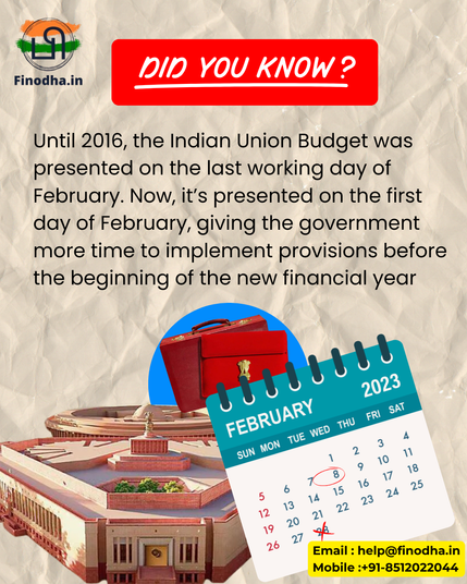 Until 2016, the Indian Union Budget was presented on the last working day of February. Finodha.in