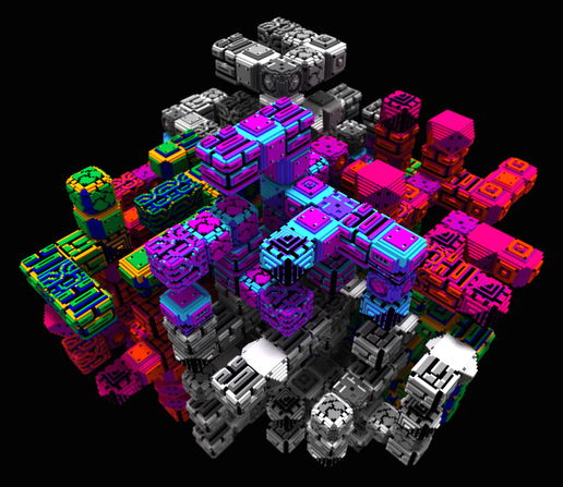 Voxel rendition of various blocks from the original NES Metroid. Rendered using Magicavoxel. From a Twitter post dated 2015-01-25.