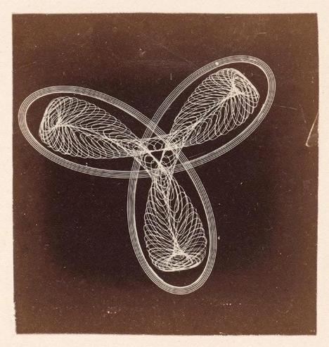 Ornamental turning patterns from the book shown as faint white lines on a black background