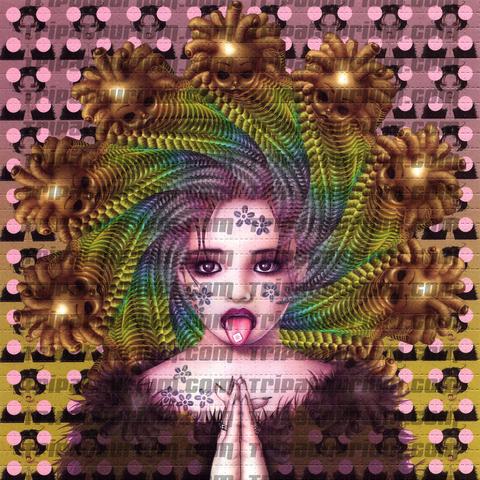 A scan of the LSD Blotter Art print Little Strange Dots by Trevor Brown