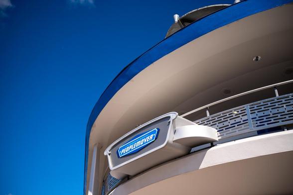 Photo of the Peoplemover track in Tomorrowland in Disney's Magic Kingdom