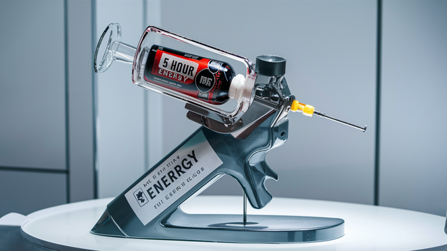 A promotional photo of the new "NeuroNexus" Injector by 5 Hour Energy.  
"Zip Through Your Day, Zoom Past Your Limits." 
Not available in most countries. 
Not recommended for humans. 
Not a very smart idea and yet don't you want one?!?