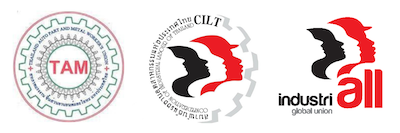 Three Union logos

TAM Thailand Autoparts and Metal Workers Union. 
CILT 
IndustriALL 