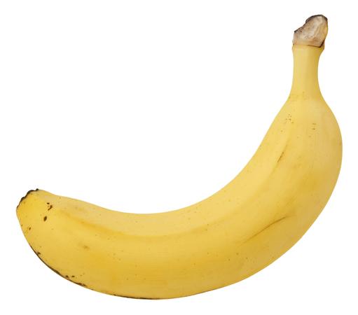 Eine Banane vor einem weißen Hintergrund 